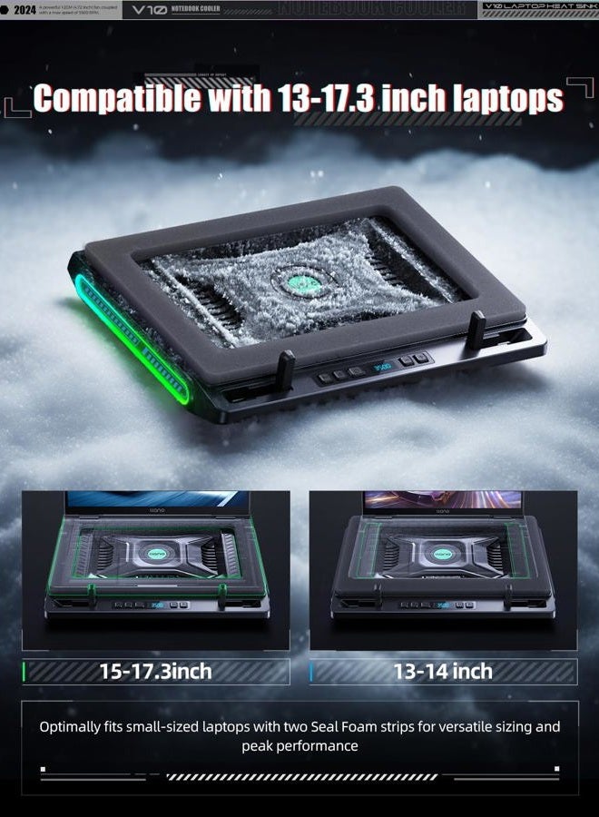 llano V10 Gaming Laptop Cooler, RGB Laptop Cooling Pad Stand with Powerful 4.72 Inch External Turbo Cooling Fan, Fast Cooling Computer 13-17.3in, Button Control, 3 Adjustable Stand, 4-Port USB (Black) - Image 5