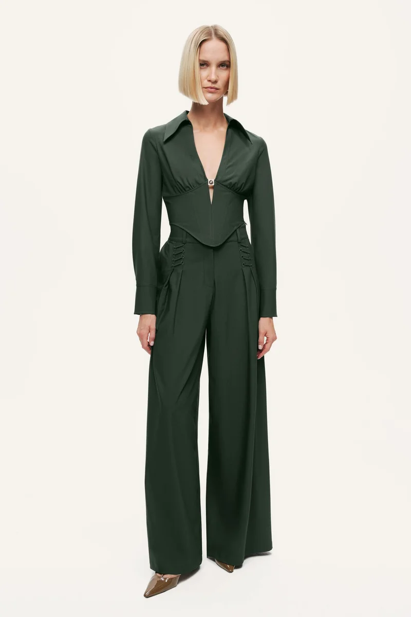 Nocturne Sculpted Deep-V Corset Blouse