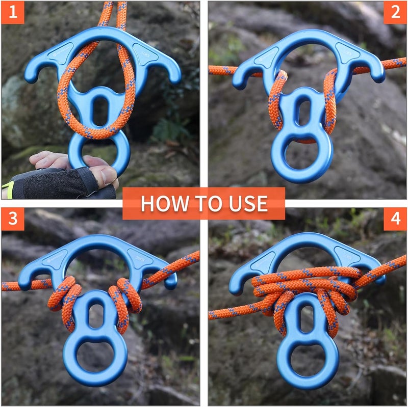 Newdoar 50KN 11000 LBF Rescue Figure,8 Descender Large Bent-Ear Belaying and Rappelling Gear Belay Device for Rock Climbing, Aerial Dance,Ziplining and Peak Rescue 7075 Aluminum Alloy - Image 3