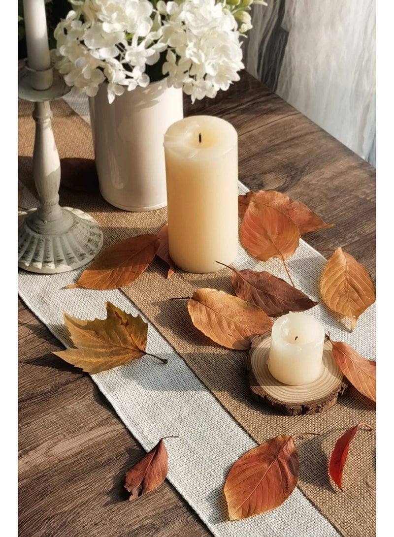 SYOSI عداء طاولة من الخيش عداء طاولة ريفي زخرفة طاولة منزل المزرعة عداء طاولة من المكرامية قماش من الجوت محبوك لون فاتح حواف 12x72 بوصة - Image 2