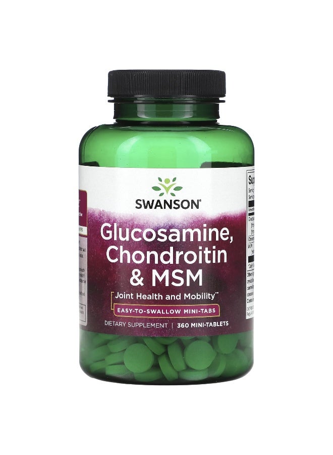SWANSON سوانسون، جلوكوزامين، كوندروايتين و MSM، 360 قرص صغير - Image 1