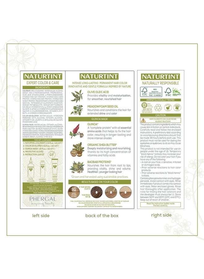 NATURTINT Permanent Hair Color 8G Sandy Golden Blonde (Pack of 1), Ammonia Free, Vegan, Cruelty Free, up to 100% Gray Coverage, Long Lasting Results - Image 2