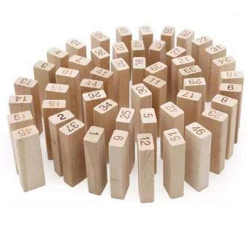 Generic Wooden Numbered Stacking Tower Block Game with Dice - 54 Pieces Family Party Game - Image 2