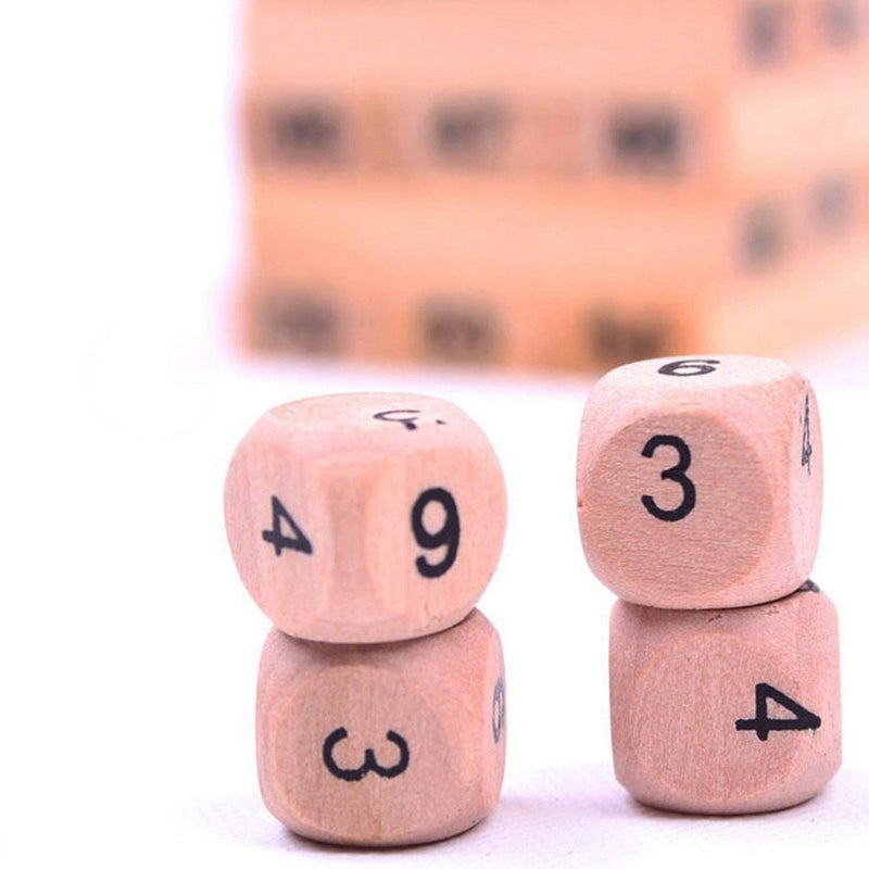 Generic Wooden Numbered Stacking Tower Block Game with Dice - 54 Pieces Family Party Game - Image 5