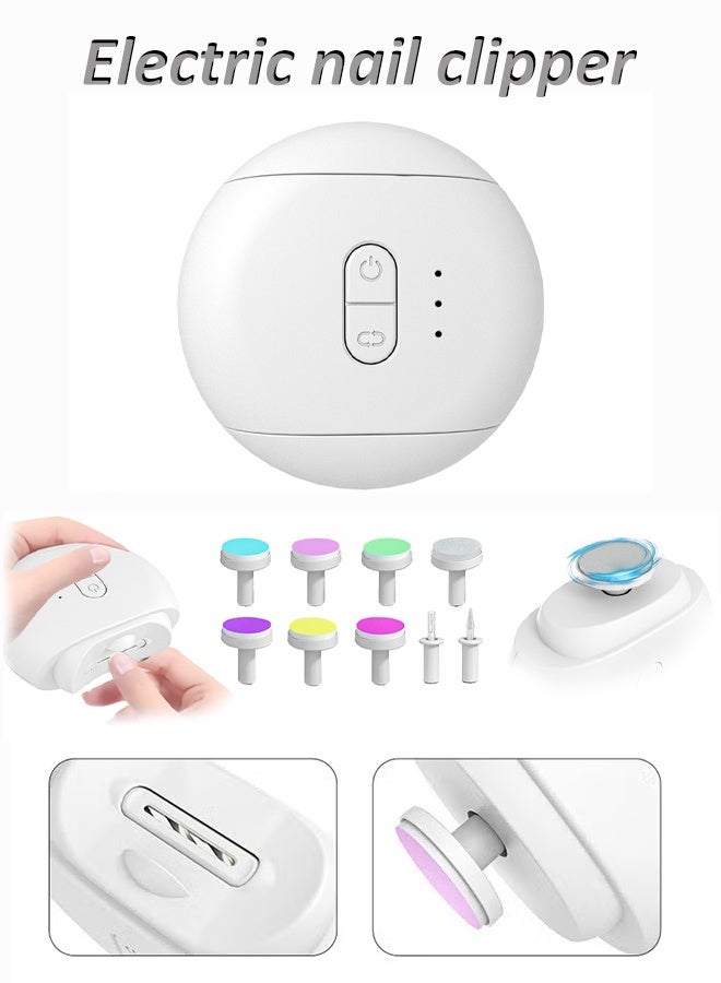 Electric nail clippers Baby nail grinder Nail polishing machine Nine grinding heads  Magnetic cover   LED lighting - Image 1
