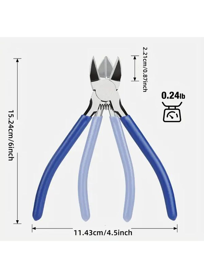 Blue Spring Loaded Diagonal Cutting Pliers Sharp Steel Blades Ergonomic Handles - Image 2