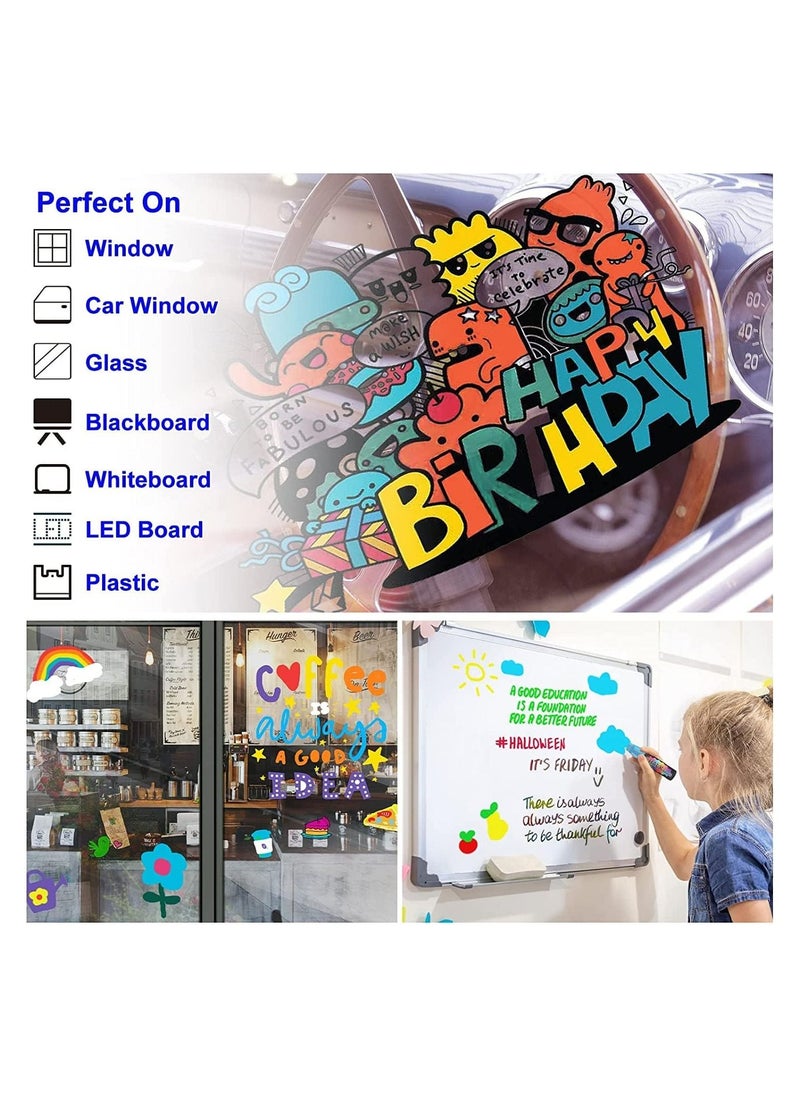 SYOSI - Erasable Chalk Markers Pens Set, 8 Colors Colorful Graffiti Highlighter Marker for Flashing LED Lighted Board, Blackboard, Whiteboard, Menu Message Board, Glass, Window, Art-Chalk Pen, Whiteboard Pen - Image 1
