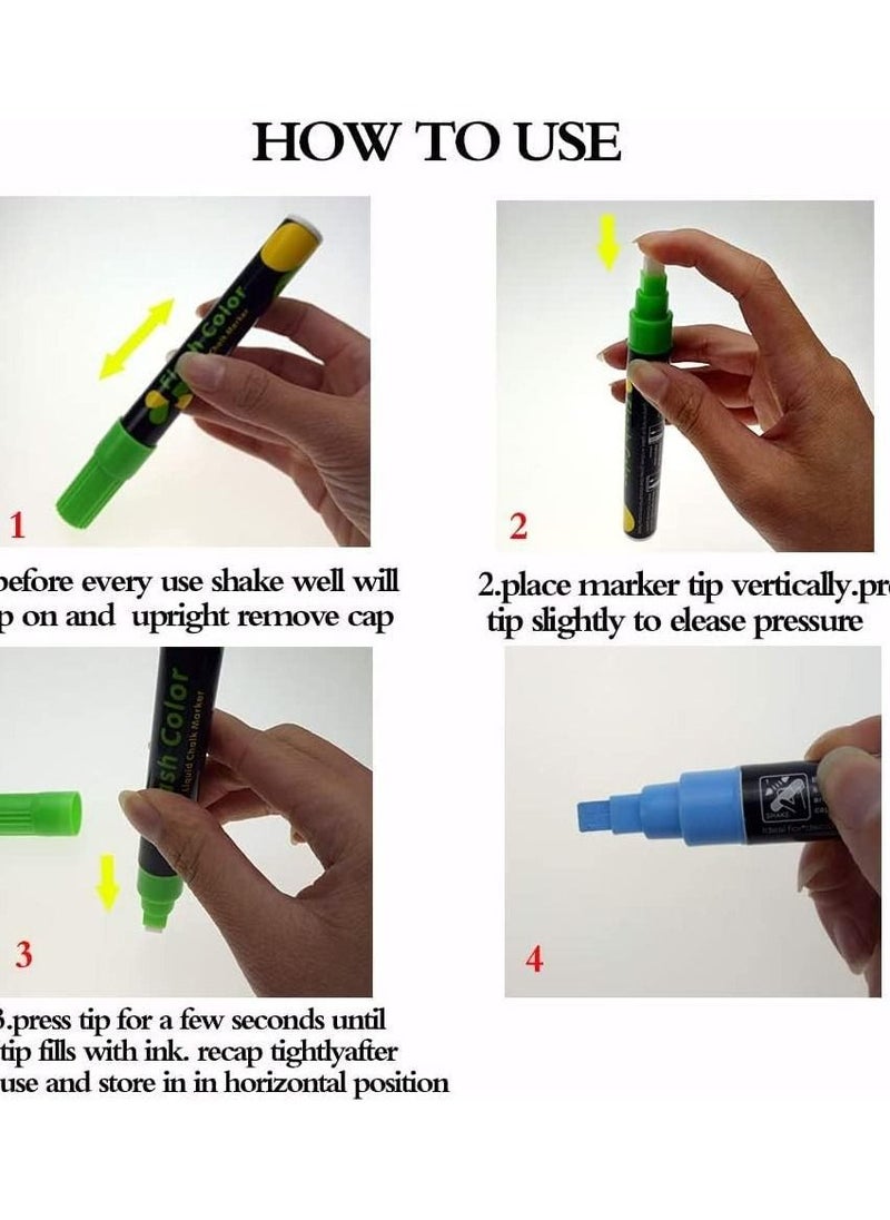 SYOSI - Erasable Chalk Markers Pens Set, 8 Colors Colorful Graffiti Highlighter Marker for Flashing LED Lighted Board, Blackboard, Whiteboard, Menu Message Board, Glass, Window, Art-Chalk Pen, Whiteboard Pen - Image 1