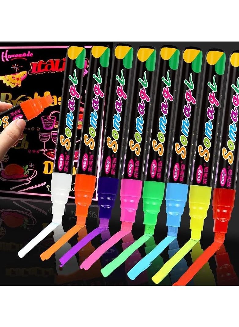 SYOSI - Erasable Chalk Markers Pens Set, 8 Colors Colorful Graffiti Highlighter Marker for Flashing LED Lighted Board, Blackboard, Whiteboard, Menu Message Board, Glass, Window, Art-Chalk Pen, Whiteboard Pen - Image 1