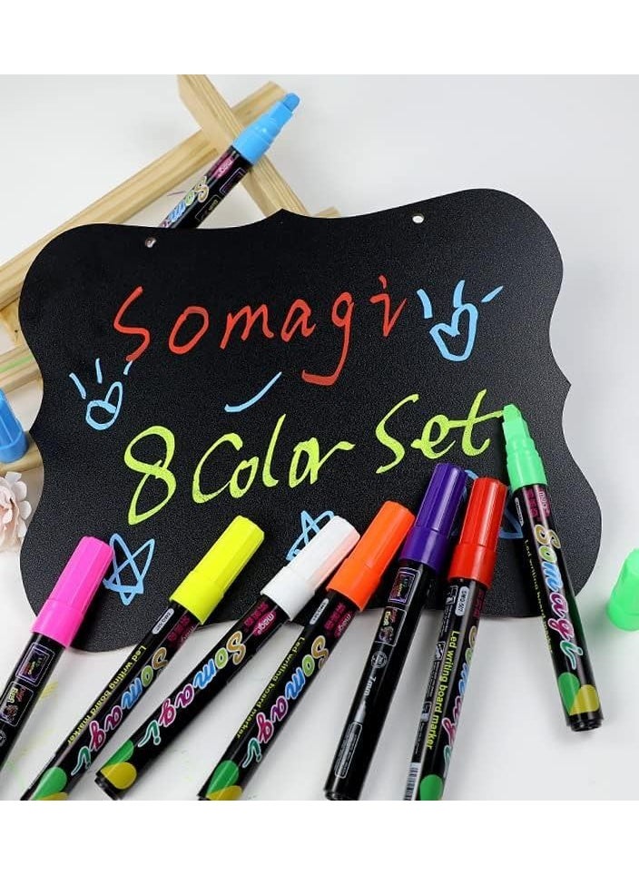 SYOSI - Erasable Chalk Markers Pens Set, 8 Colors Colorful Graffiti Highlighter Marker for Flashing LED Lighted Board, Blackboard, Whiteboard, Menu Message Board, Glass, Window, Art-Chalk Pen, Whiteboard Pen - Image 1