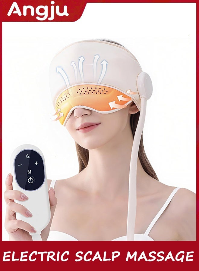 انججو تدليك الرأس ، تدليك فروة الرأس الكهربائي مع 3 أوضاع الحرارة ، تدليك الرأس والعيون القابل لإعادة الشحن مع تدليك 6 مناطق للتخفيف من الإجهاد ، الصداع ، التعب ، الرسول الرأسي للراحة والاسترخاء - Image 1