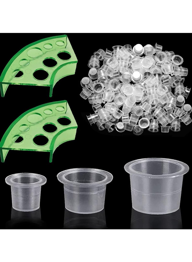 Generic 300pcs Tattoo Ink Caps with 2 Cups Holders - 100 Small 100 Medium 100 Large Tattoo Ink Cups +2 Cups Holders for Tattoo Ink Permanent Makeup Container Cap Tattoo Accessory  - Image 1