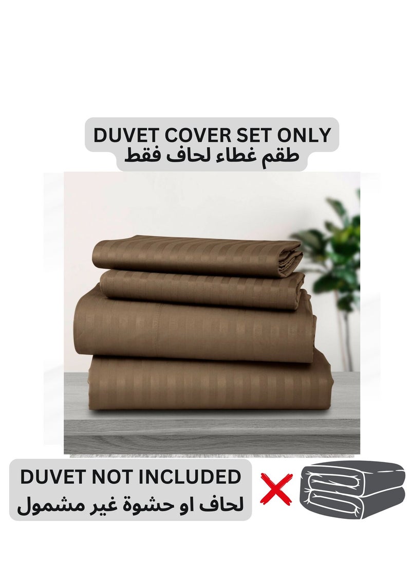 TW Premier Hotel Duvet Cover Single Size Stripe 4 Pcs Set - 1 Duvet Cover 160x220cm (Without Filling), 1 Fitted Sheet 120x200+30cm, 2 Oxford Pillow Cases 48x74+5cm, Super Soft Quilt Cover - Image 2