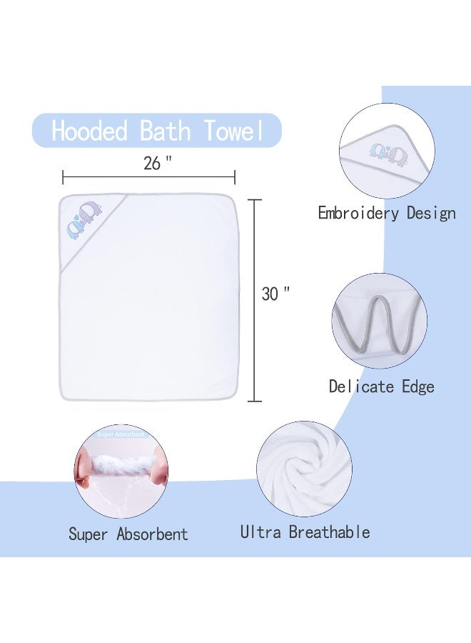 فيفي لاند Baby Towels and Washcloths, Soft Absorbent Baby Bath Towel Set, Elephant Hooded Towels with 5 Infant Face Washcloths - Image 3