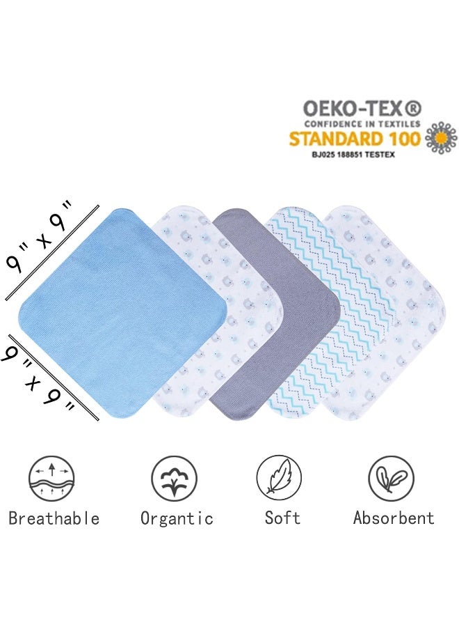 فيفي لاند Baby Towels and Washcloths, Soft Absorbent Baby Bath Towel Set, Elephant Hooded Towels with 5 Infant Face Washcloths - Image 4