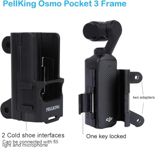 PELLKING بيلكينج أوزمو بوكيت 3 - كوب شفط + إطار قفص حماية بوكيت 3 مع ضوء تعبئة وميكروفون قابل للتوسيع، للتثبيت داخل وخارج السيارة على الزجاج الأمامي والنوافذ ولوحة القيادة لأوزمو بوكيت 3، هيرو 13 12 11 - Image 3