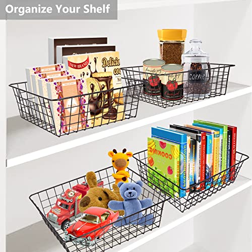 Beimu Wire Baskets for Organizing Household 4 Pack Pantry Baskets For Storage Pantry Wire Black Metal Storage Bins - Image 4