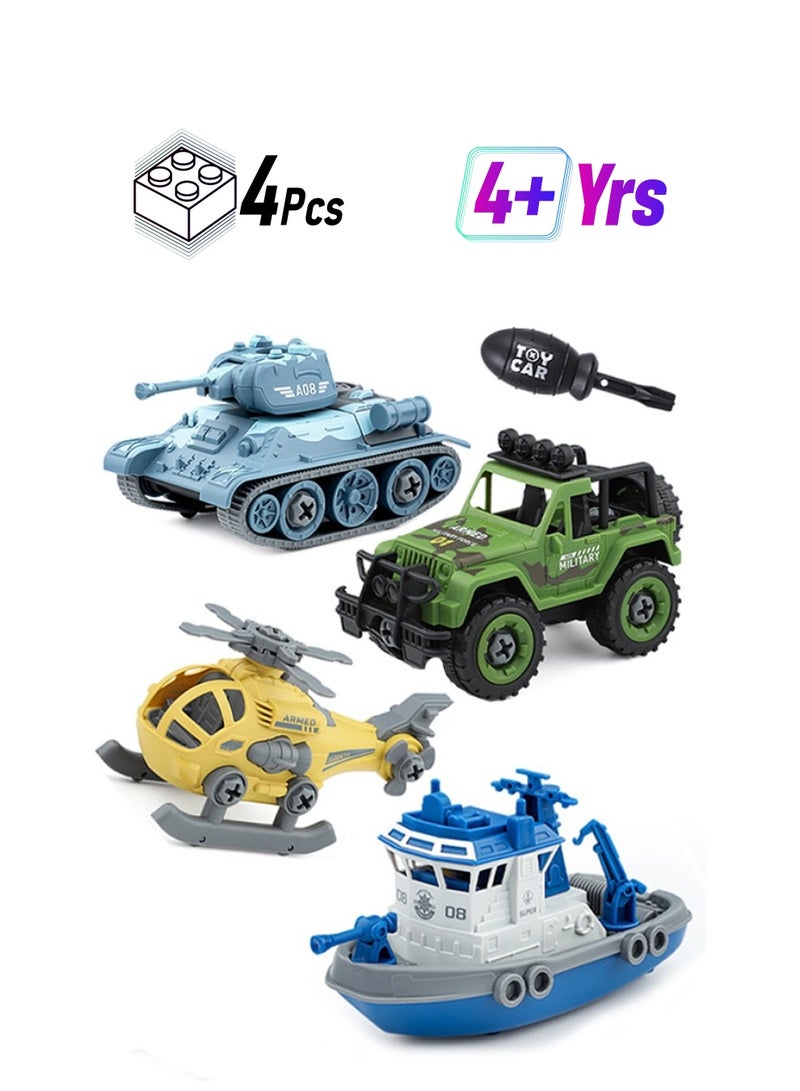 Loquat DIY Disassembly Building Block Car Set Assemble Tank Airplane Battleship Car Kit Engineering Vehicle with Screwdriver STEM Educational Learning Game Toys - Image 1