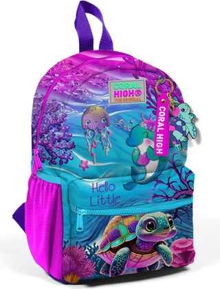 Tiny Nest Backpack Pink Purple Turtle Patterned Two Compartments 23556