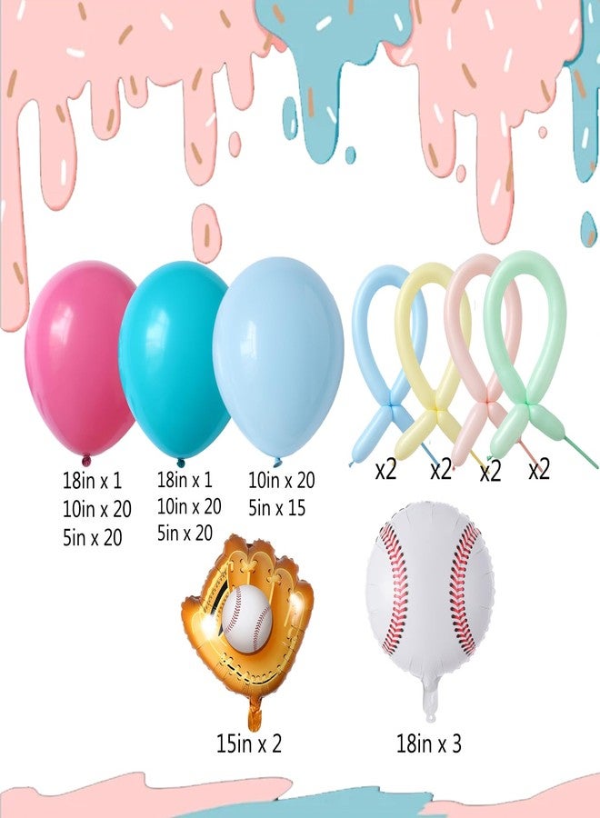EASUTE Ice Cream Drip Baseball Birthday Party Decorations, 133PCS Baseball Balloon Arch Garland Kit Ice Cream Theme Hot Pink Latex Balloons with Baseball Foil Balloons for Birthday Baby Shower Party Supplies - Image 2