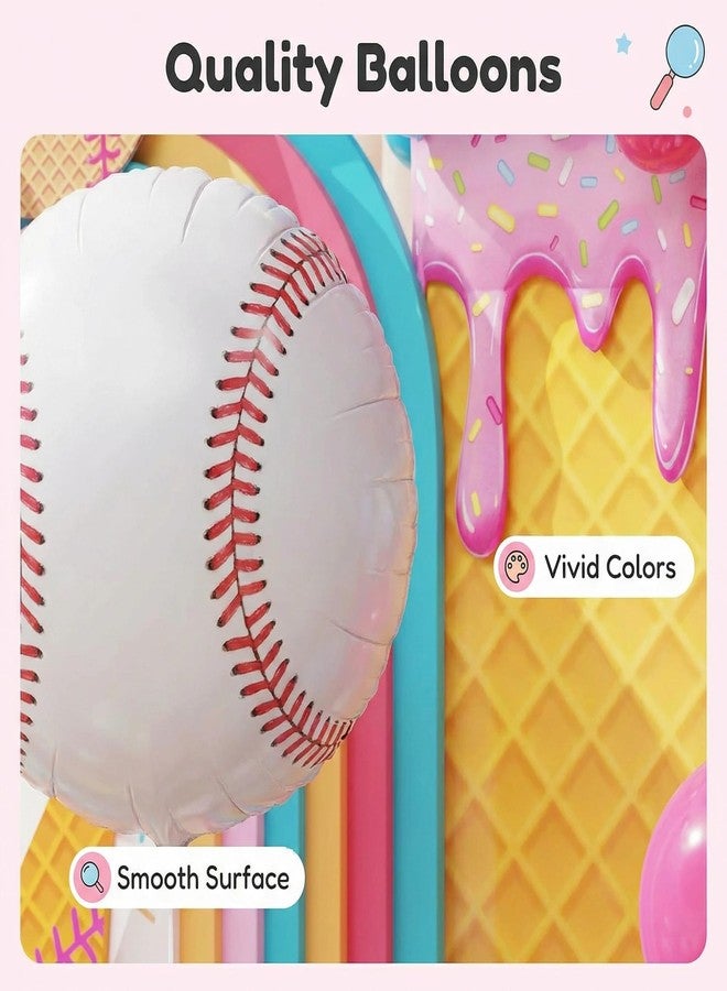 EASUTE Ice Cream Drip Baseball Birthday Party Decorations, 133PCS Baseball Balloon Arch Garland Kit Ice Cream Theme Hot Pink Latex Balloons with Baseball Foil Balloons for Birthday Baby Shower Party Supplies - Image 4