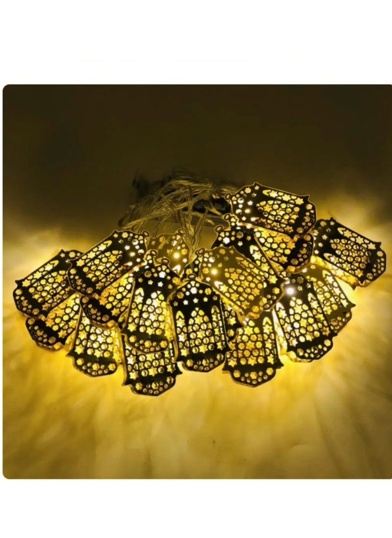Boxwoods Stylish Lantern Design String Lights 9 feet 20 LEDs, Battery Operated For Ramadan Kareem And Eid Decoration  - Image 1
