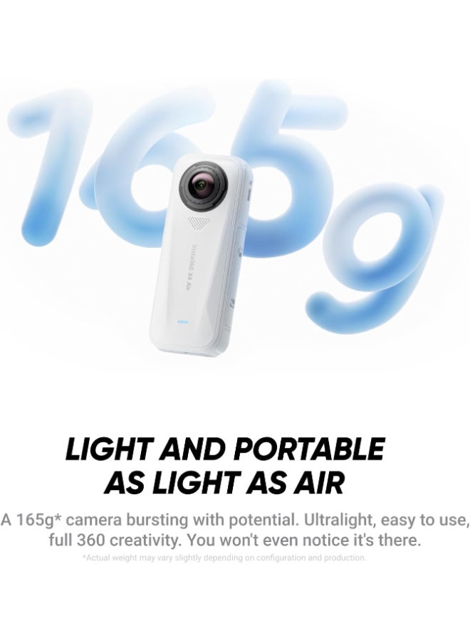 انستا 360 حزمة بدء تشغيل X4 Air | أخف كاميرا أكشن 8K 360 لمغامرات ملحمية | للسفر، الرياضة، لحظات العائلة، الفلوجينغ | فيديوهات سلسة، مستقرة، وسهلة التحرير في أي وقت، في أي مكان - أبيض - Image 2