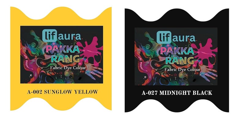 Prokart Lifaura Pakka Rang Fabric Permanent Dye Color Kit Pack of 6 Sachets 5g Each 30g Pack with 30g DyfixerShadeA002 Golden Yellow02 Khaki28 Each Color 3 sachets - Image 1