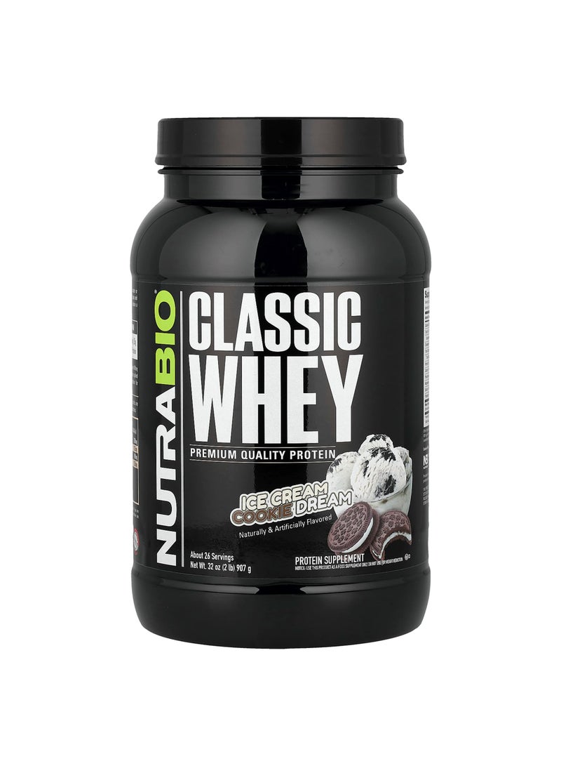 NutraBio Classic Whey Protein, Ice Cream Cookie Dream, 2 lbs  (907 g)