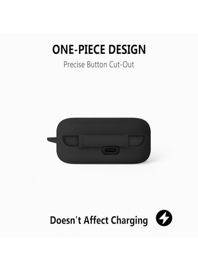 بيوينتي Silicone Case for Sony WF-C510, Soft Flexible Scratch Resistant Protective Cover with Carabiner (Black) - Image 4