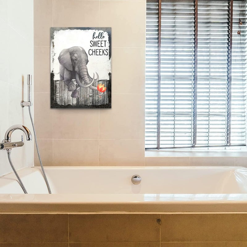 SweetFox Funny Elephant Bathroom Wall Art - Image 2