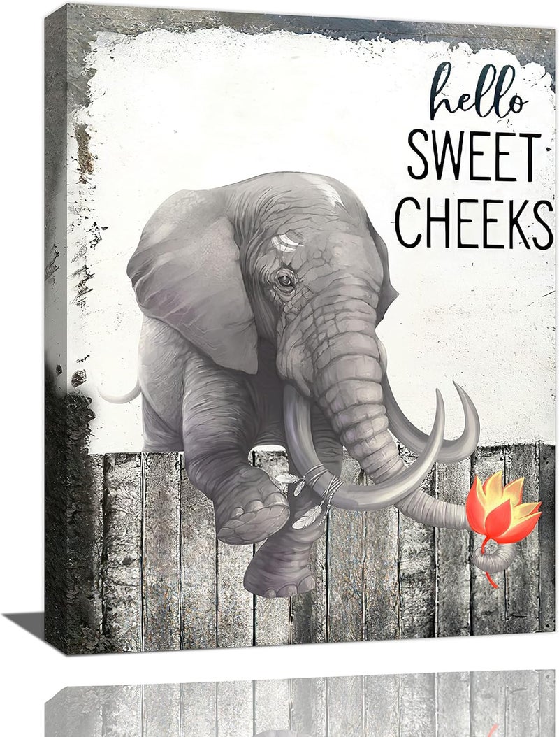 SweetFox Funny Elephant Bathroom Wall Art - Image 1