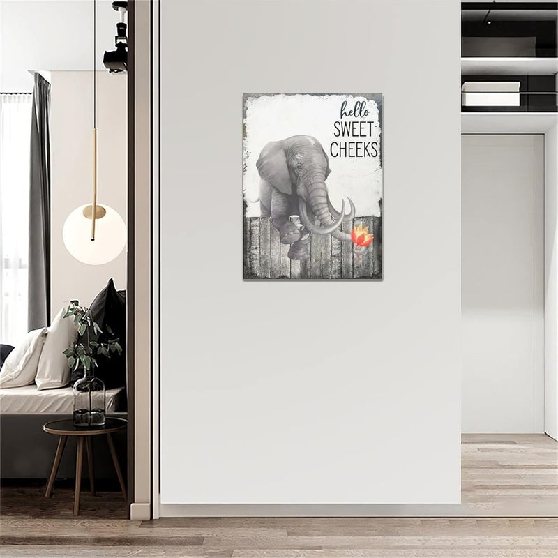SweetFox Funny Elephant Bathroom Wall Art - Image 4