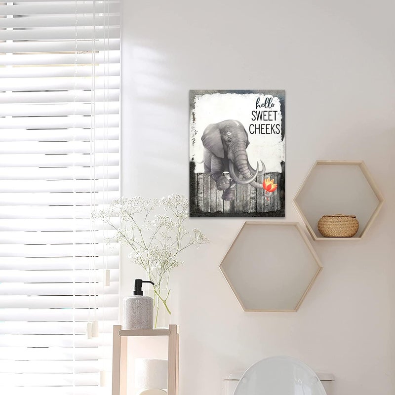 SweetFox Funny Elephant Bathroom Wall Art - Image 3