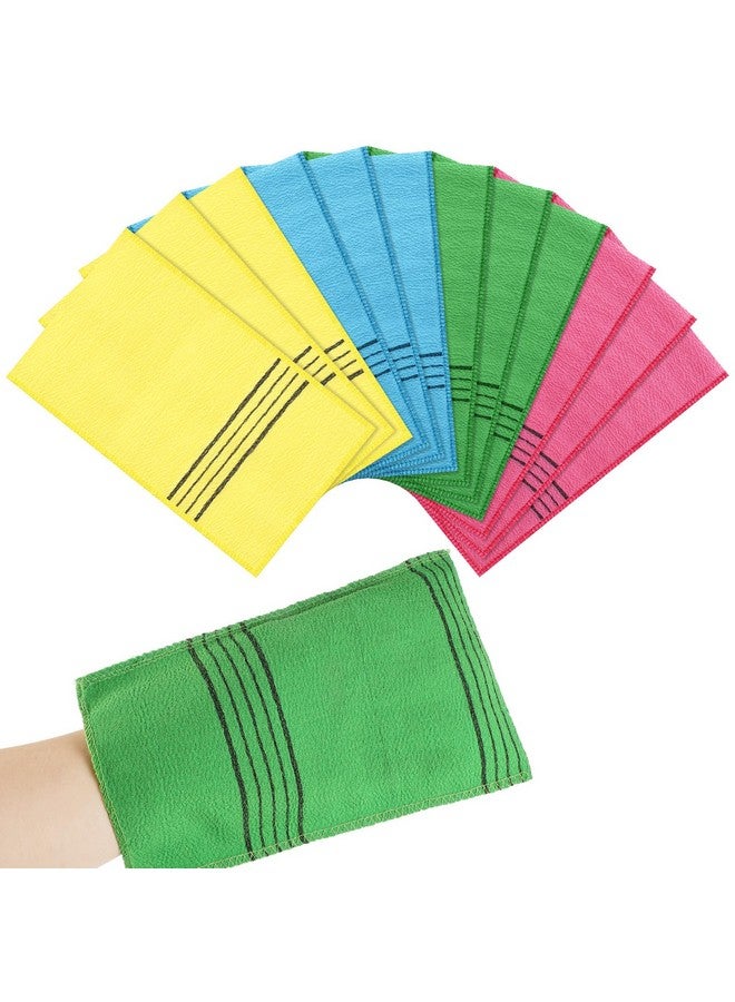 Prudiut 12 Pcs Exfoliating Washcloth, Korean Exfoliating Mitt Colorful Korean Exfoliating Cloth Large Size Exfoliating Body Scrubber for Removing Dry - Image 1