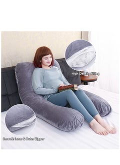 Arabest U-Shaped Maternity Pillow Maternity Full Body Pillow Maternity Sleep Pillow For Back Legs and Abdomen Support Grey  - Image 3