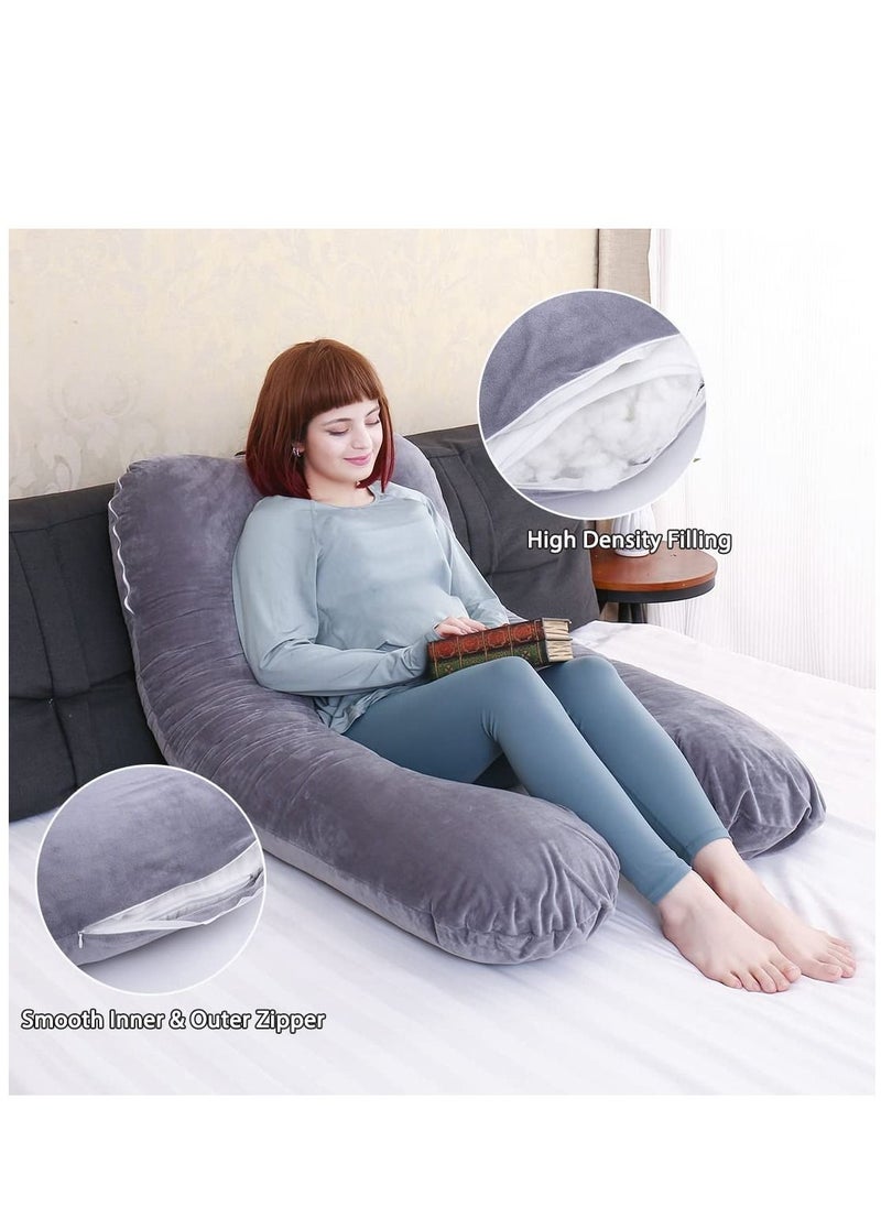 Arabest U-Shaped Maternity Pillow Maternity Full Body Pillow Maternity Sleep Pillow For Back Legs and Abdomen Support Grey  - Image 3