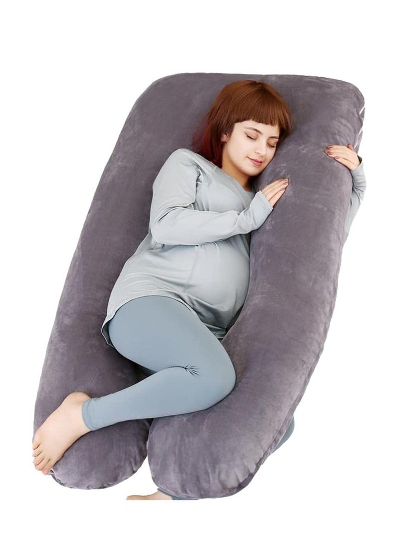 Arabest U-Shaped Maternity Pillow Maternity Full Body Pillow Maternity Sleep Pillow For Back Legs and Abdomen Support Grey  - Image 1