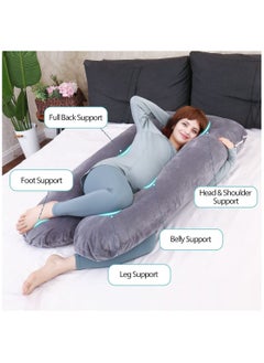 Arabest U-Shaped Maternity Pillow Maternity Full Body Pillow Maternity Sleep Pillow For Back Legs and Abdomen Support Grey  - Image 2