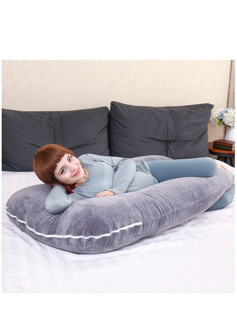 Arabest U-Shaped Maternity Pillow Maternity Full Body Pillow Maternity Sleep Pillow For Back Legs and Abdomen Support Grey  - Image 5