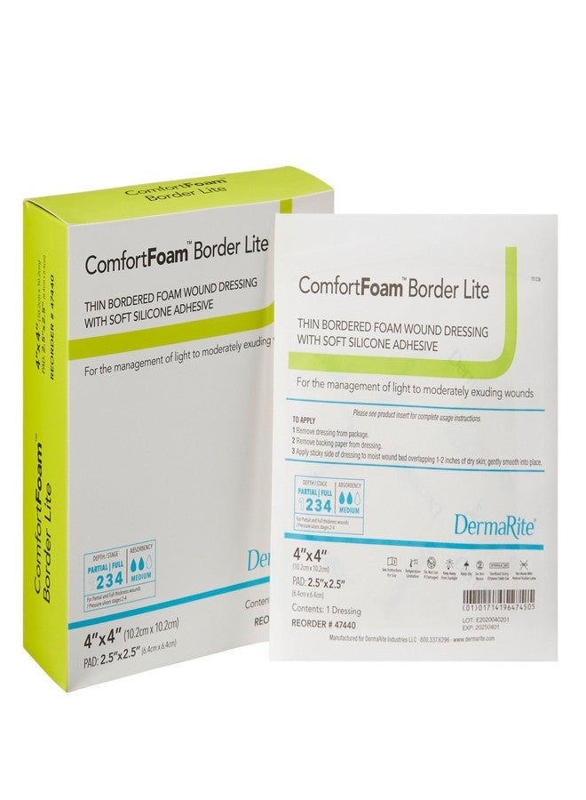 Dermarite Industries Comfort Foam with Border, Lite Thin Foam with Silicone, 4x4, 10 Count - Image 1