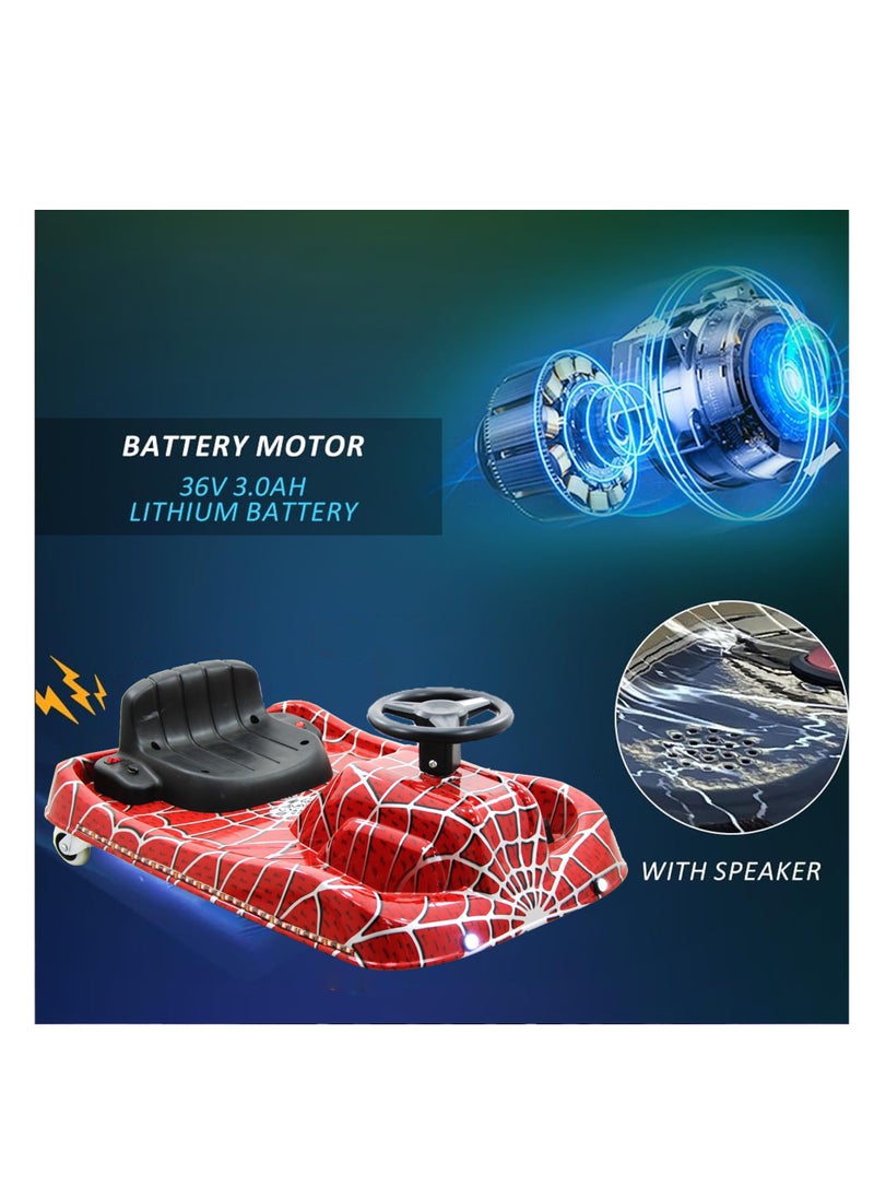 Leaders - Crazy Drift Flat Cart Spider Electric Scooter 350W Brushless Motor 36V 4.4AH Battery Max Speed 10 km/h Crazy Drifting Electric Scooter Suitable for Kids 12 and Under Red - Image 1