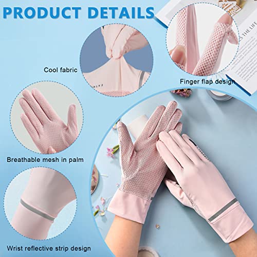 PALAY® Hand Gloves for Bike Riding Hand Gloves for Women Sun Protection UV Protection Gloves UPF 50+ Non-Slip Summer Cooling Mesh Breathable Glove for Cycling Fishing - Pink - Image 3