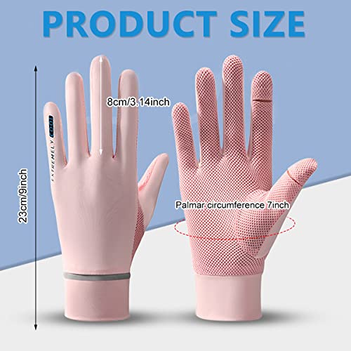 PALAY® Hand Gloves for Bike Riding Hand Gloves for Women Sun Protection UV Protection Gloves UPF 50+ Non-Slip Summer Cooling Mesh Breathable Glove for Cycling Fishing - Pink - Image 2