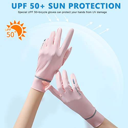 PALAY® Hand Gloves for Bike Riding Hand Gloves for Women Sun Protection UV Protection Gloves UPF 50+ Non-Slip Summer Cooling Mesh Breathable Glove for Cycling Fishing - Pink - Image 5