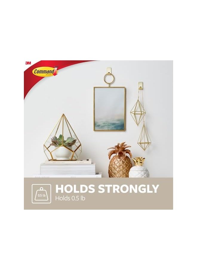 Command Command Stainless Steel Metal Small Hook Gold color, 4 hooks + 5 strips/pack | holds 225 gr. each hook | Organize | Decoration | No Tools | Holds Strongly | Damage-Free Hanging  - Image 3