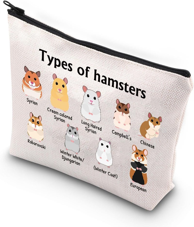 XYANFA Types Of Hamsters Makeup Bag Hamster Gifts For Hamster Lovers Hamster Mom Cosmetic Bag (Types of hamsters)