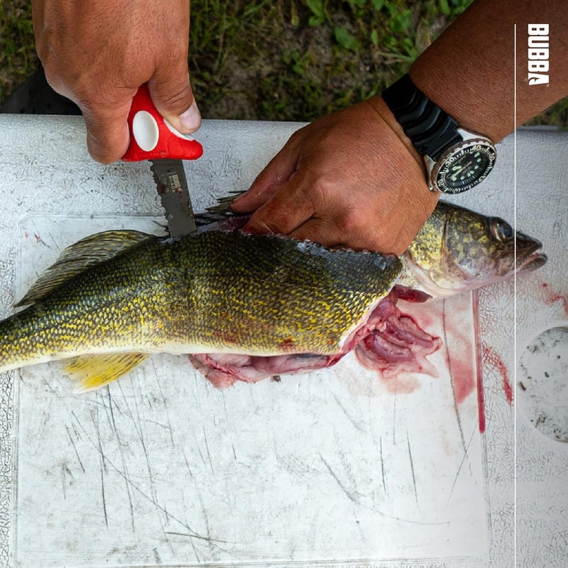 Bubba 5 Inch Lucky Lew Folding Compact Fillet Knife with Non-Slip Grip Handle, Stainless Steel Blade, Lanyard Hole and Synthetic Carry Case for Gutting, Fishing and Hunting - Image 2