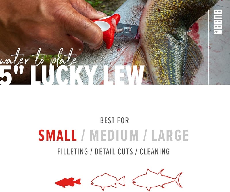 Bubba 5 Inch Lucky Lew Folding Compact Fillet Knife with Non-Slip Grip Handle, Stainless Steel Blade, Lanyard Hole and Synthetic Carry Case for Gutting, Fishing and Hunting - Image 5