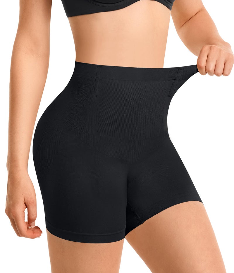 Nebility Black Tummy Control Shapewear Shorts for Women Seamless Mid-Waist Underwear Thigh Slimmer Shaping Short for Under Dresses - Image 1